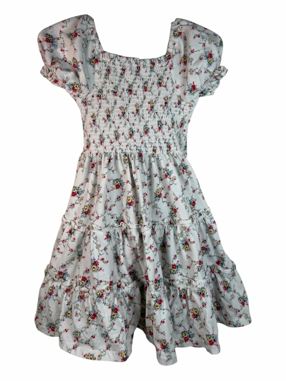 floral smocked cotton jersey dress Pink Floral Cotton Smocked Maxi Dress - Casual Dresses